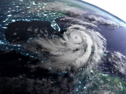 Satellite of hurricane heading toward Florida.