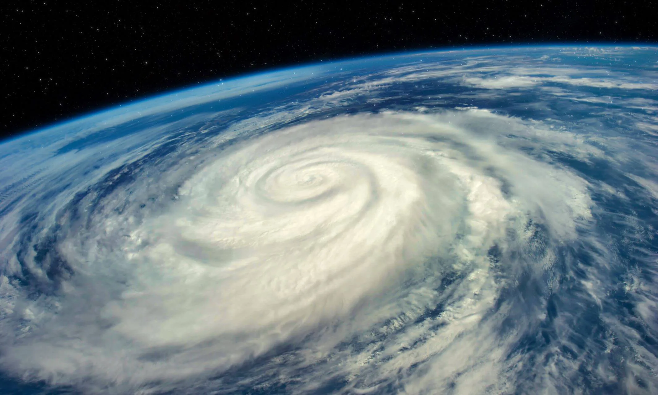 An image of a hurricane as it travels across the Atlantic Ocean.